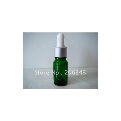 10ml green/blue/brown essential oil bottle with silver/gold electronic aluminum cap ,silicon/glass dropper