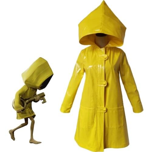 Little Nightmares 2 Cosplay Six PU Leather Yellow Raincoat Uniform Costume Halloween Party Outfit Trench Coat