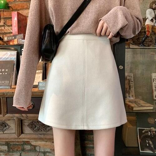 Woman Skirts Corduroy Skirt Womens Autumn Winter Skirt Loose Skirt High Waist A- line Skirt Mujer Faldas Saias Mulher