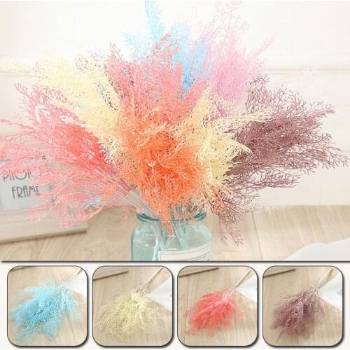 1 Bouquet Artificial Plant Silk Pine Grass Fake Leaf Foggy for Handmade DIY Home Garden Wedding Table Christmas Decoration mater