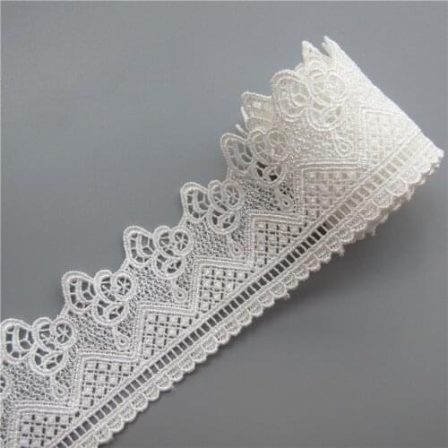 1yard Soluble White Polyester Flower Embroidered Lace Trim Ribbon Fabric Handmade DIY Garment Wedding Dress Sewing Craft 5CM