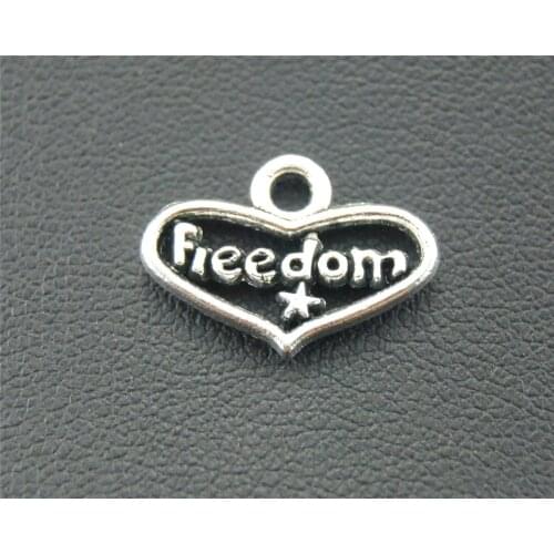 10pcs Silver Color Freedom Hollow Heart Charms Fits Bracelets Jewelry Making 13X18mm A1826