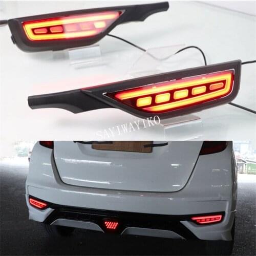 2PCS Rear Fog Lamp 12V Car LED Rear Bumper Light Brake Light Flowing Turn Signal Reflector Lamp For Honda Fit Jazz 2018 2019