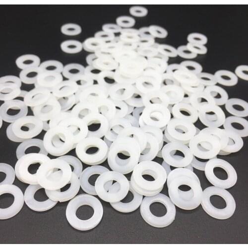 200Pcs M2 M2.5 M3 M4 M5 M6 M8 M10 M12 White Plastic Nylon Washer Plated Flat Spacer Seals Washer Gasket Ring