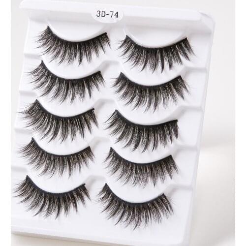 Eyelashes 5Pairs Set Hand Made 3D Mink Hair Full Strip Lashes Makeup Lashes Natural Long Lasting Extension False Eyelashes Tools