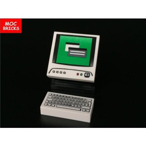 50sets/lot MOC Bricks Tile Computer Monitor Pattern & Keyboard fit with 3068bpb0062 & 3069bpb030 building blocks kids gifts