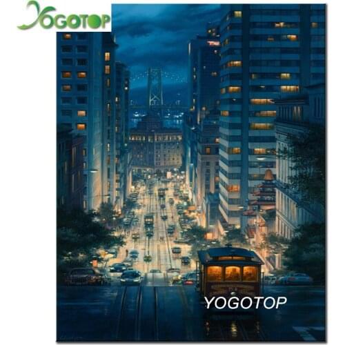 Diy Diamond Painting Urban car night scene Landscape 5D Full square/round Mosaic Diamant Embroidery picture Home Decor YY2651