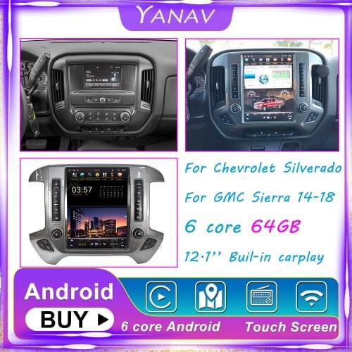 2 Din Android Carplay Car Radio Stereo Receiver For Chevrolet Silverado GMC Sierra 2014 to 2018 Auto GPS Navigation Head Unit