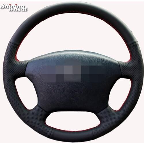 Shining wheat Black Artificial Leather Steering Wheel Cover for Old Toyota Land Cruiser Prado 120