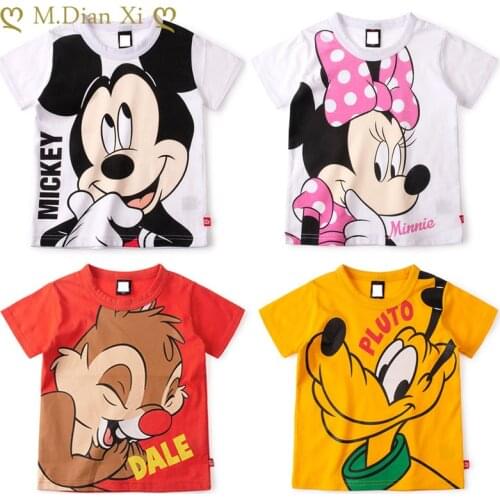 ChildrenS Clothing 2021 Summer New Disney Cartoon Minnie Mickey Arrival Boy Basic Shirt 100% Cotton Girls Short-Sleeve T-Shirt