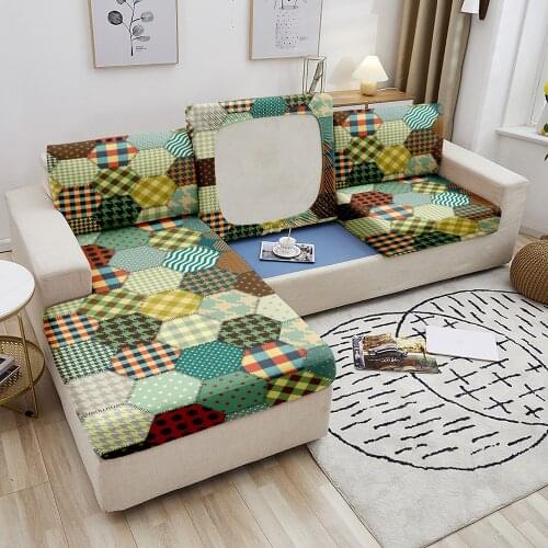 Geometric Elastic Sofa Seat Cushion Cover For Living Room Armchair Corner Sofa Seats Furniture Protector Slipcover Couch Cover
