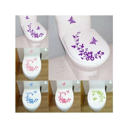 HOT Butterfly Flower vine bathroom wall stickers home decoration wall decals for toilet washroom decorative diy sticker