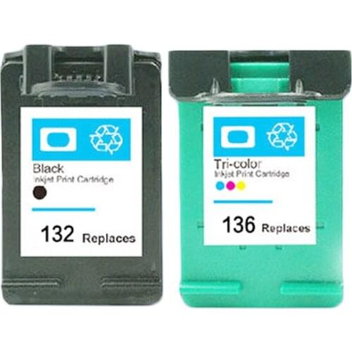 LuoCai compatible ink cartridges For HP132 For HP 132 136 Photosmart 2573 C3183 D5163 Officejet 6213 5443 D4163 PSC 1513 1513s