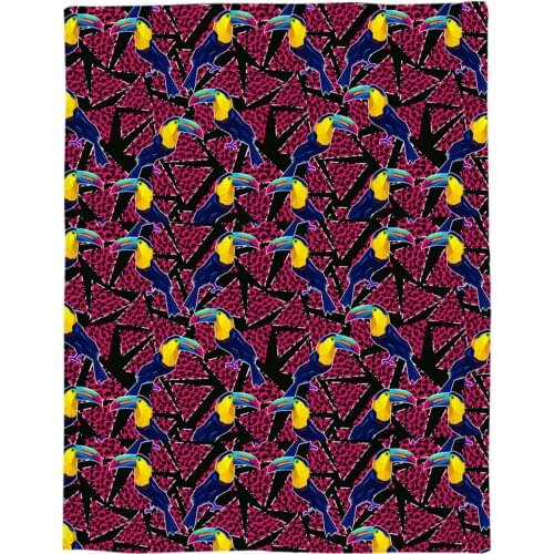 Leopard Triangle And Geometric Parrot Printed Flannel Blanket Soft Throw Blanket Machine Washable Blankets for Beds Customizable