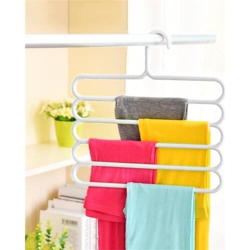 MultiFunctional 5 Layers Pants Hangers Holders Trousers Hanger Storage Rack Clothes Hanger Space Saver Wardrobe Closet Organizer