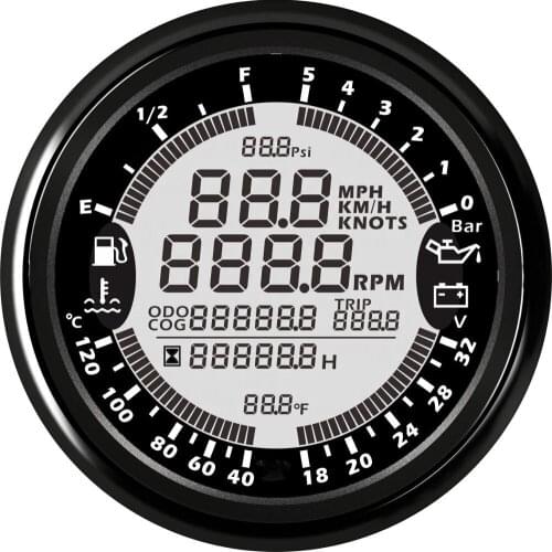 85mm 6 in1 Multifunction Meter GPS Speedometer Tachometer RPM Voltmeter 24V Fuel Level For Auto Motorcycle Truck Marine Boat