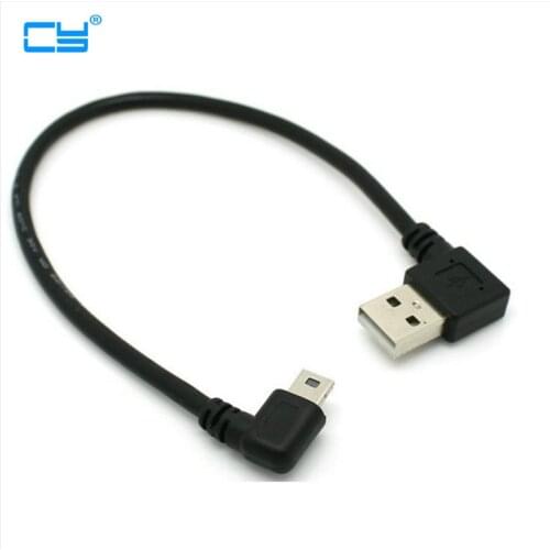 Male right angled USB2.0 turn to left mini USB 90 degree left angled mini USB turn to USB connector short cable 25cm