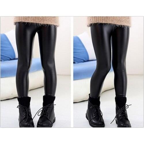 2020 New Autumn childrens All-match legging baby high-elastic pants child thin imitate Leather pants girls bottoming pant