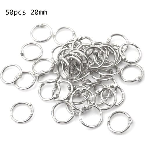 50Pcs Metal Ring Binder Staple Book Binder Albums Loose-leaf Book Hoops 15-80mm Loose Leaf Ring Keychain Office Binding Supplies