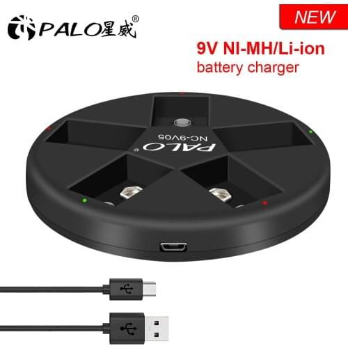 PALO LED smart Charger for 9v li ion NIMH Rechargeable battery 6f22 rechargeable battery