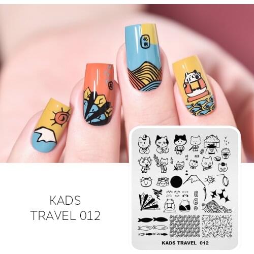 Japanese Style Nail Stamping Plate Cute Cat Fish Pattern Design Nail StampTemplate Nail Art Image Decoration DIY Manicure Plate