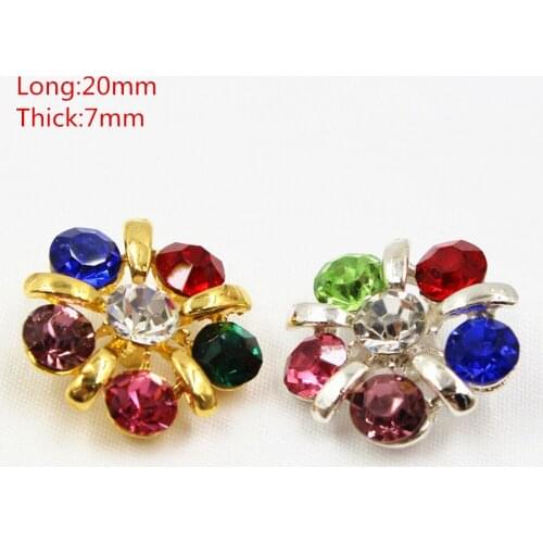 165185,1pcs 20mm 2color select Rhinestone pearl inlaid metal buttons flower Clothing accessories Jewelry Accessories diy