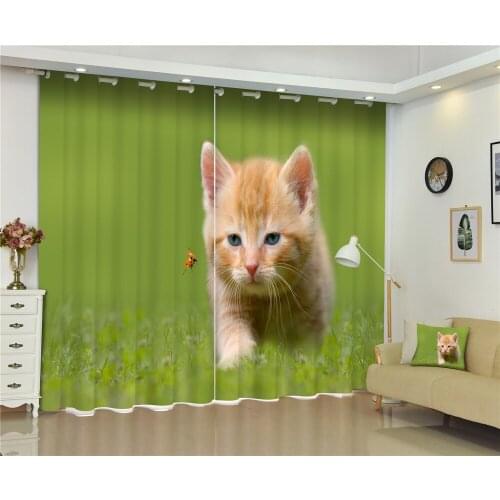 Curtains Cat print Luxury Blackout 3D Curtain Living Room kids Bedroom Window Drapes Cortinas Rideaux Customized size pillowcase