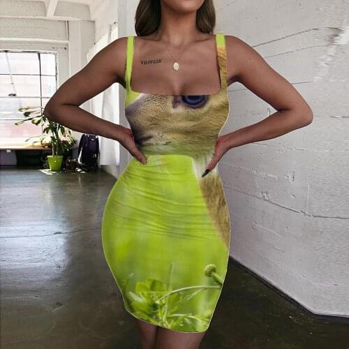 Giyu Brand Deer Dress Women Lovely Bodycon Dress Novelty Vestido Sexy Plant Sundress Womens Clothing Plus Size Short Boho