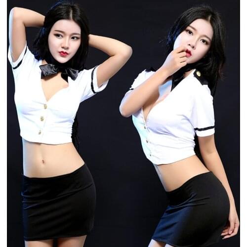 Sexy lingerie sexy uniform temptation suit nightclub stewardess policewoman tight transparent new skirt