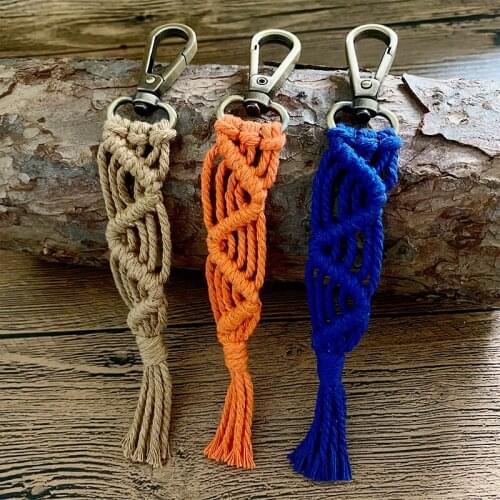Woven Macrame Key Chain Accessories Clip Multi Colors for Women Exquisite Handmade Bohemian Tassel Key Ring Charm Holiday Gift