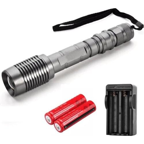 Slim LED Flashlight set 1000lm 5-mode White Light Zoomable Flashlight Torch T6 LED Lamp Torchlight w/ 18650 Battery + Charger
