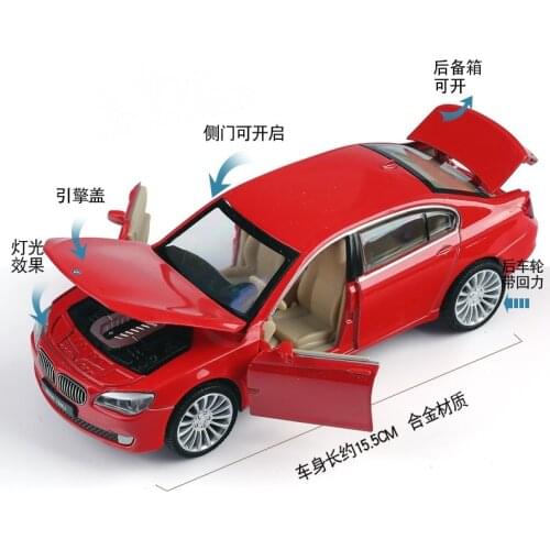 1:34 Scale Diecast Metal Alloy Luxury Sedan Car For TheBMW 760Li 7 Series Collectible Collection Model Pull Back Toys Vehicle