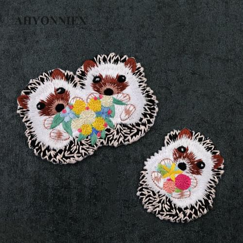 1 PC Cute patches for clothing embroidery applique iron on hedgehog decoration DIY embroidered sticker for jacket clothes