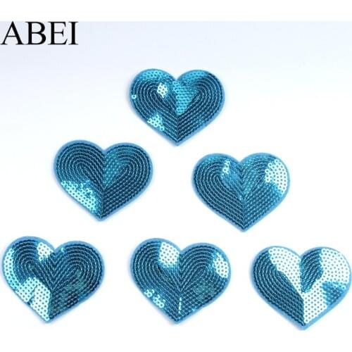 10pcs Glitter Heart Patch Iron On Sequined Stickers For Jeans Coats Sweaters Backpack Decoration DIY Appliques Badge