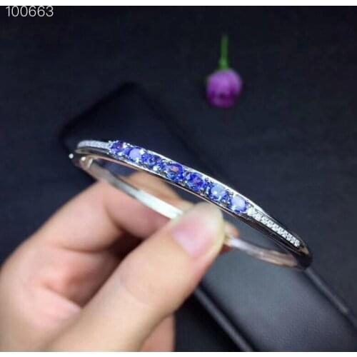100% Natural Real Tanzanite Bangle Free shipping 925 sterling silver Fine jewelry Natural And Real Tanzanite Bangle