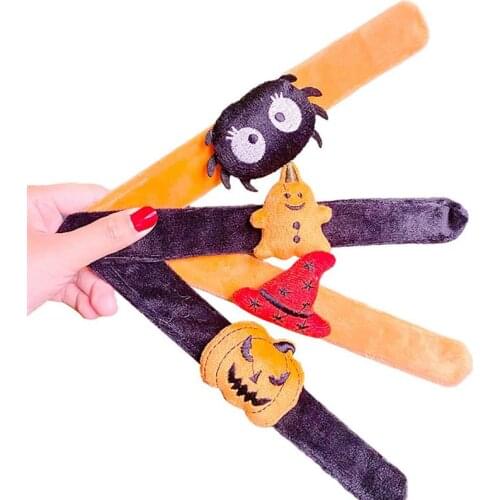4pcs Halloween Slap Bracelets Funny Pumpkin Spider Bracelets Party Halloween Slap Bands Happy Halloween Party Decor