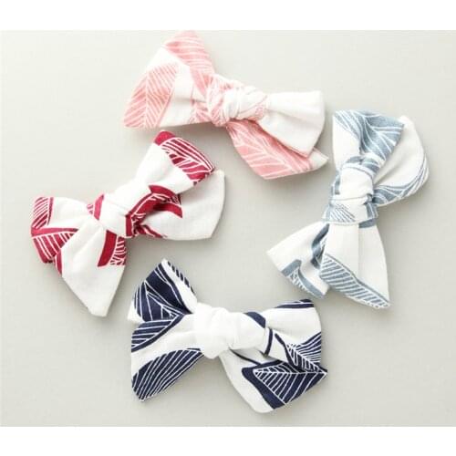 4pcs/lot Cotton Hair Clips For Girls Print Bow Hairpins Baby Accessories Customized Barrettes Headwear Baby Hair Accessories