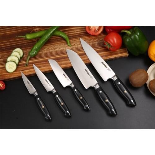 5PCS Kitchen Knife Set Professional Chef Knife Paring Utility Santoku Knife with Pakka Wooden Handle Gift Box