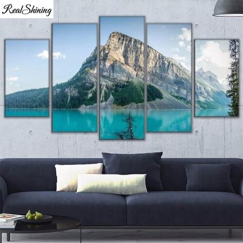 5Pcs Lake Louise Landscape Diy Diamond Painting cross-stitch Full 5D Diamond Embroidery Rhinestone Art F1144
