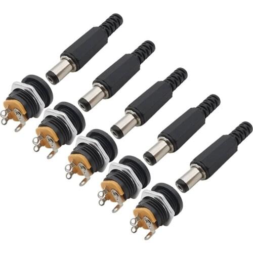 100pcs 2.1x5.5mm 12V 3A Plastic Male Plug +DC022 5.5x2.1mm Female Socket Panel Mount DC Power Jack Connector Electrical Supplies