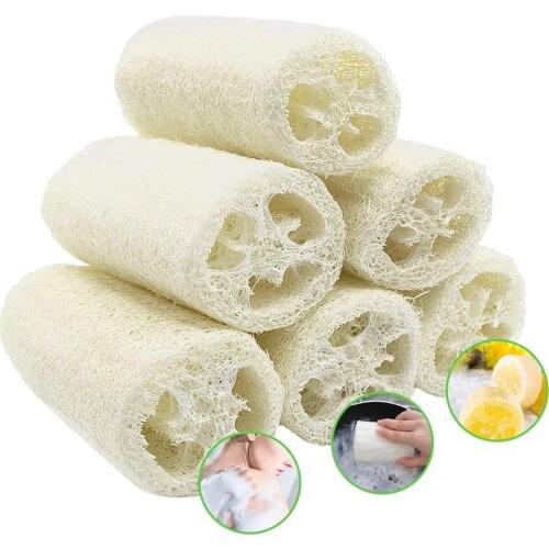 6pcs 10cm Natural Loofah Sponge Bath Body Scrubber Spa Exfoliating Luffa Sponge Remove Dead Skin Shower Supplies Cleaning Tools