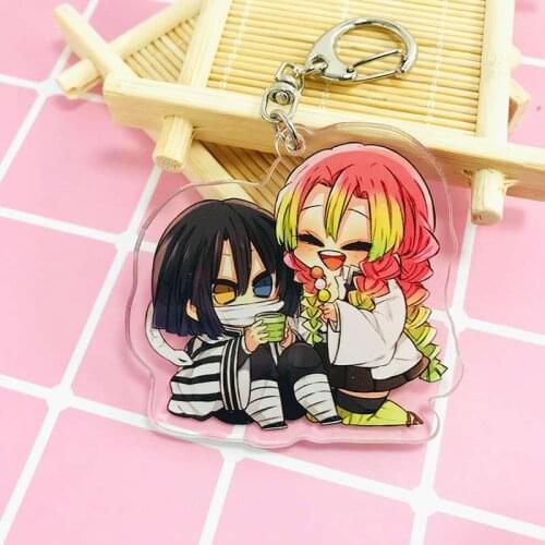 Arcylic Keychain For Girls Boys Anime Demon Slayer Keychain Brinco Blade Of Ghost Key Chains Choker Kamado Tanjirou Figure Gifts