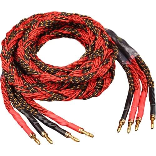 Oxygen Free Copper OFC Audio Speaker Cable Audiophile Hifi Cable Connection Line Banana Plug Y Y Single 20AW
