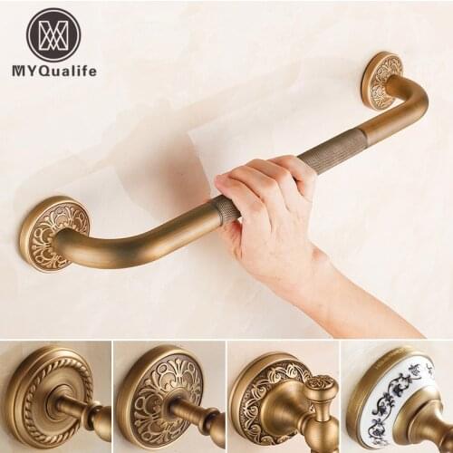 Free Shipping Brass Antique Bath Bathroom Grab Bar Support Handle Safe Shower Tub Helping Handgrip Older People Keeping Balance