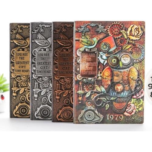 Anaglyph Gilding Mechanical owl Notebook Retro Planner Bronze Book School Supplies Office Culture and Education