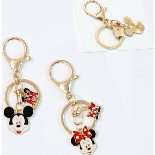 Disney Mickey Mouse Keychain Minnie Mouse Car Pendant Bag Kawaii Accessories Metal Key Chain Cartoon Keyring Kids Toys Girl Gift