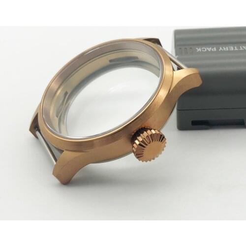 Mens Watch Case 43mm Coffee Russ Matte Pvd Stainless Steel Fit Eta 6497/6498 ST3600/3620 Hand Winding Movement Sapphire Glass