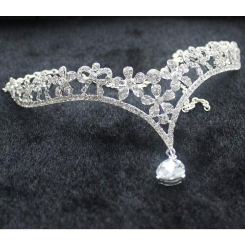 Women Wedding Tiaras Coroa De Noiva Wedding Tiara Bride Hair Jewelry Fashion Crystals Water Drop Crown Bridal Hair Accessories