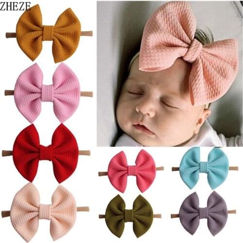 10pcs/lot Children Nylon Headbands 4'' Hair Bows Hairband 2020 New Arrival Soft Solid Elastic Kids DIY Fashion Hair Accessories