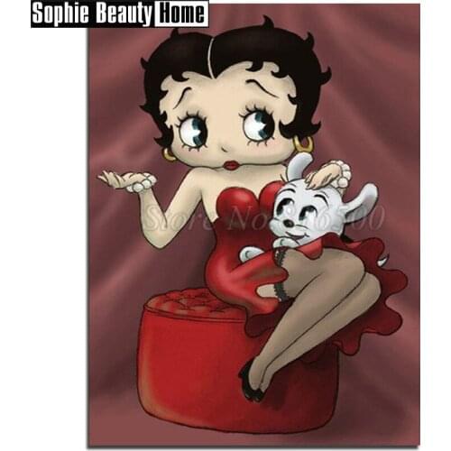 Diy 5d Diamond Mosaic Full Drill Diamond Painting Cross Stitch Cartoon Girl&Dog Diamond Embroidery kits Needlework Gift 18A134